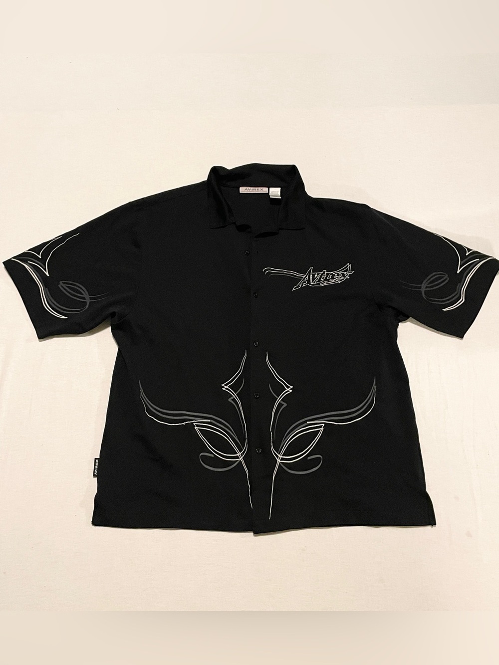 Vintage Avirex Black Cyber Graphic Button Up Shirt 2X